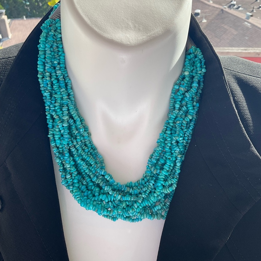 Carolyn Pollack Turquoise Multi-Strand Chip Necklace